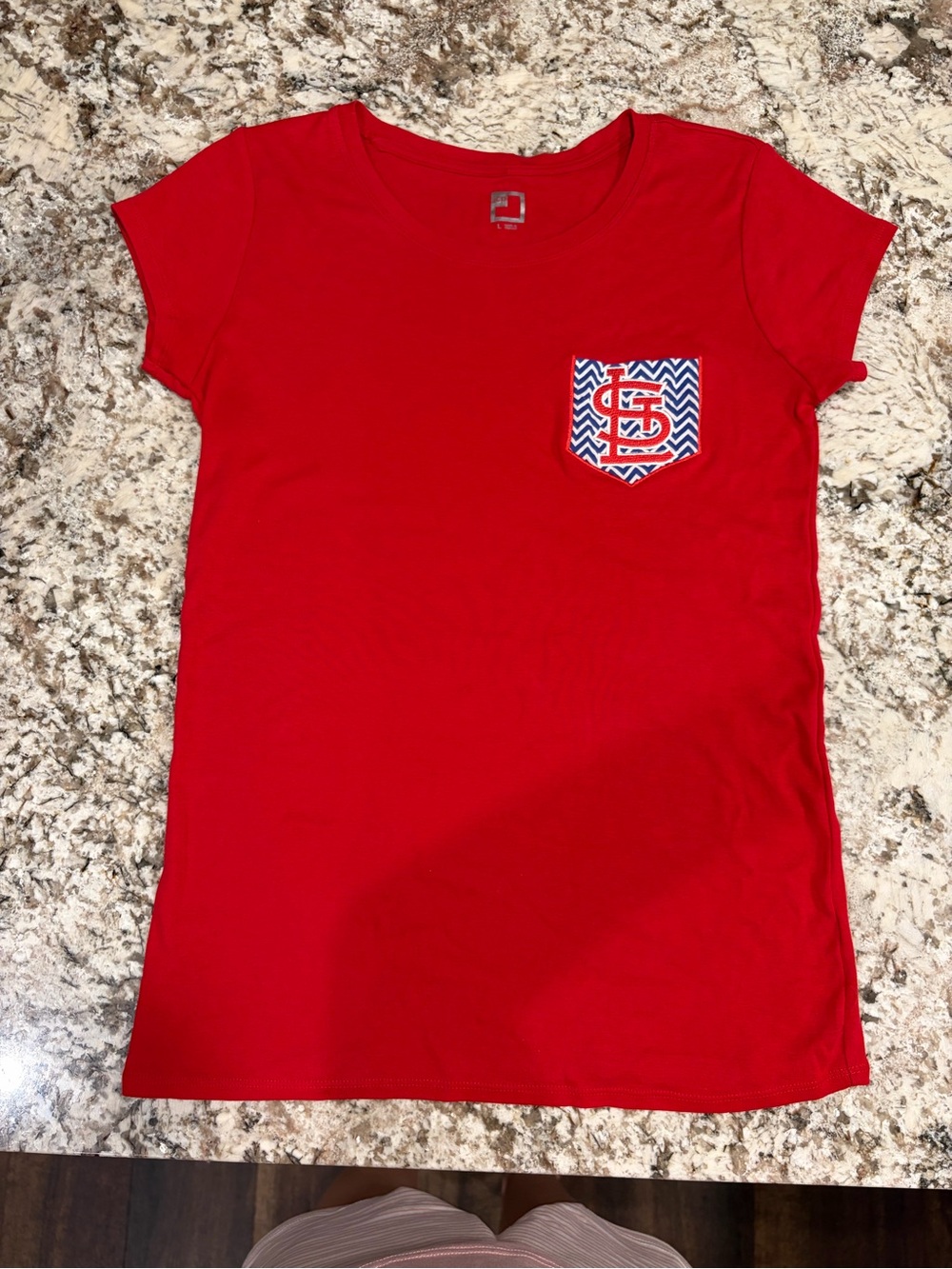 St. Louis Cardinals Red Short Sleeve Tee with Chevron Pocket